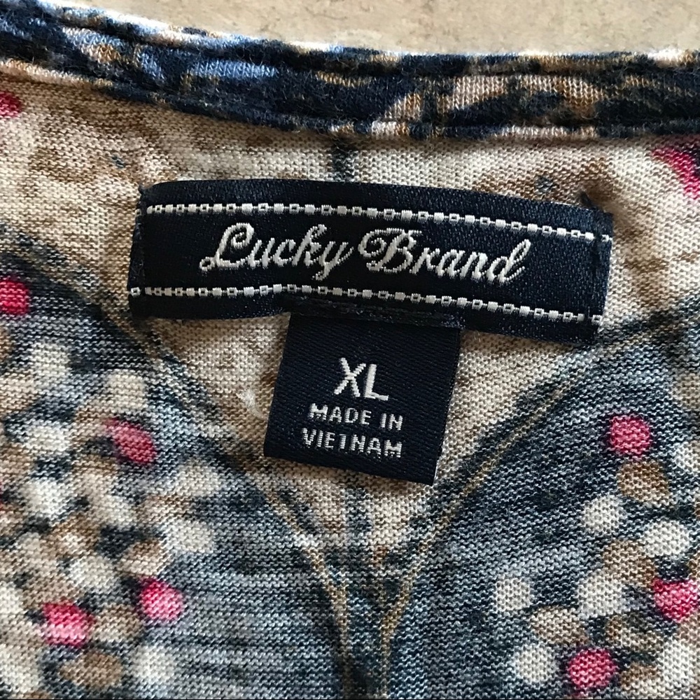 Lucky Brand Floral Print Button Front Top Size XL - Picture 4 of 7